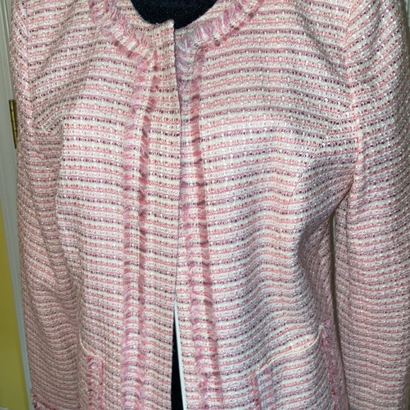 Women’s Blazer Size 12 apostrophe Pink Twead Jacket Purple Zipper in Front - Picture 4 of 14